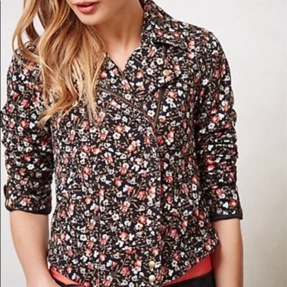 NWOT Anthropologie Hei Hei Floral Moto Jacket